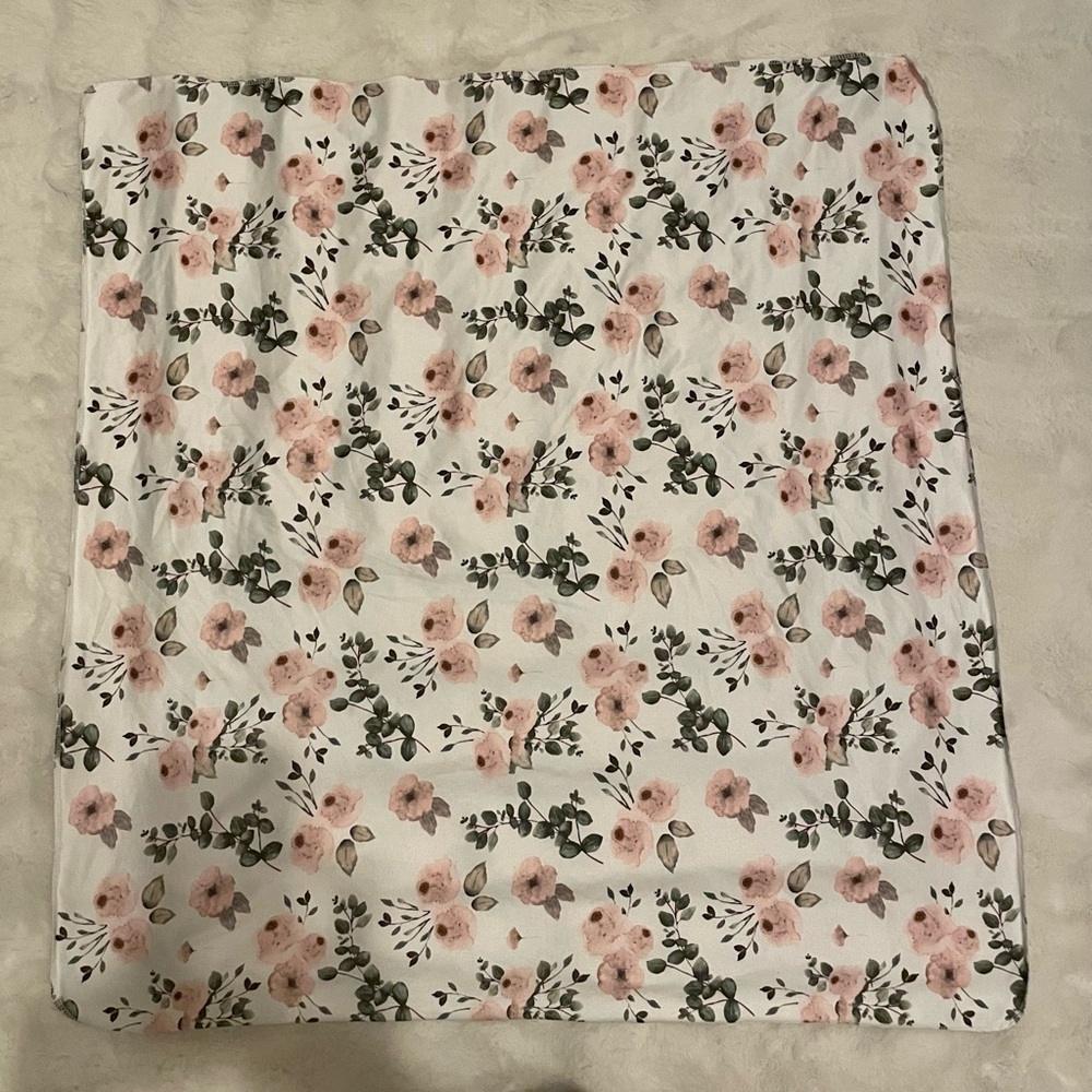 Floral swaddle blanket with matching hair bow